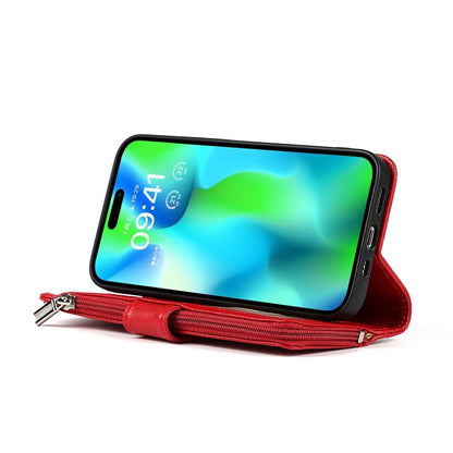 For iPhone 14 Pro Microfiber Zipper Leather Phone Case(Red) - iPhone 14 Pro Cases by buy2fix | Online Shopping UK | buy2fix
