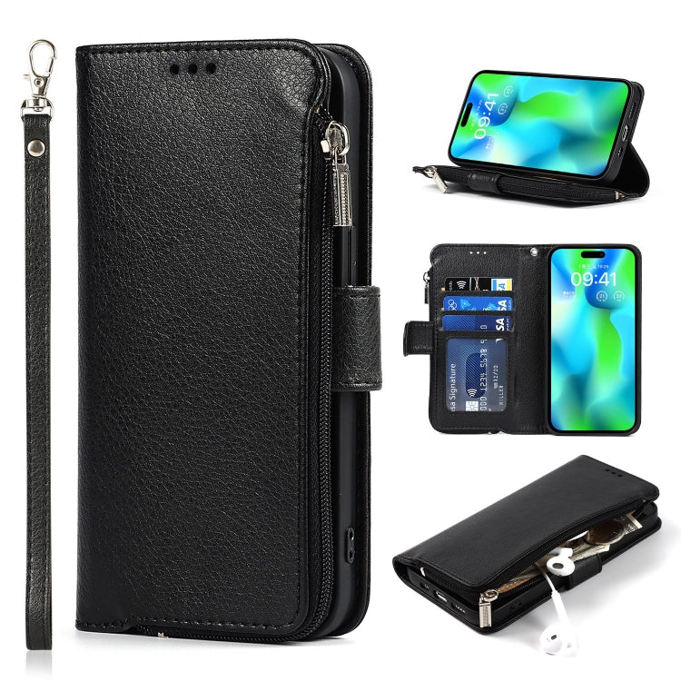 For iPhone 14 Pro Microfiber Zipper Leather Phone Case(Black) - iPhone 14 Pro Cases by buy2fix | Online Shopping UK | buy2fix