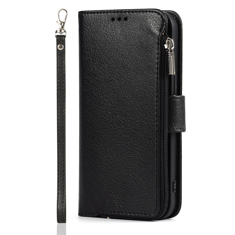For iPhone 14 Pro Microfiber Zipper Leather Phone Case(Black) - iPhone 14 Pro Cases by buy2fix | Online Shopping UK | buy2fix