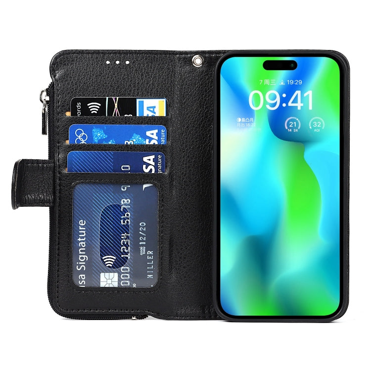 For iPhone 14 Pro Microfiber Zipper Leather Phone Case(Black) - iPhone 14 Pro Cases by buy2fix | Online Shopping UK | buy2fix