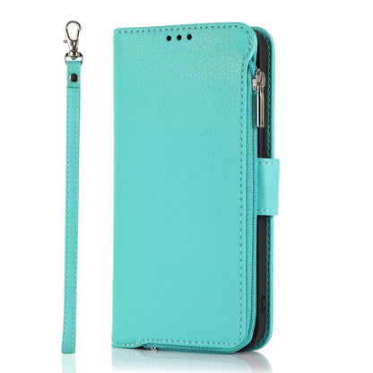 For iPhone 14 Plus Microfiber Zipper Leather Phone Case(Mint Green) - iPhone 14 Plus Cases by buy2fix | Online Shopping UK | buy2fix
