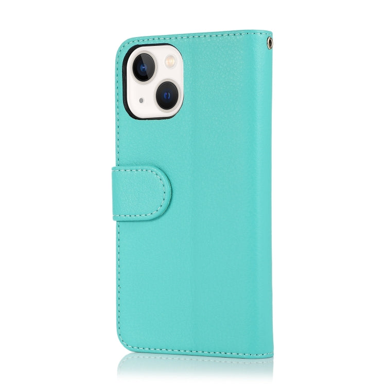 For iPhone 14 Plus Microfiber Zipper Leather Phone Case(Mint Green) - iPhone 14 Plus Cases by buy2fix | Online Shopping UK | buy2fix