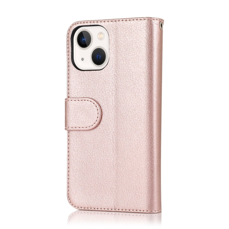 For iPhone 14 Plus Microfiber Zipper Leather Phone Case(Rose Gold) - iPhone 14 Plus Cases by buy2fix | Online Shopping UK | buy2fix