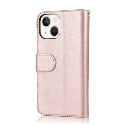 For iPhone 14 Plus Microfiber Zipper Leather Phone Case(Rose Gold) - iPhone 14 Plus Cases by buy2fix | Online Shopping UK | buy2fix