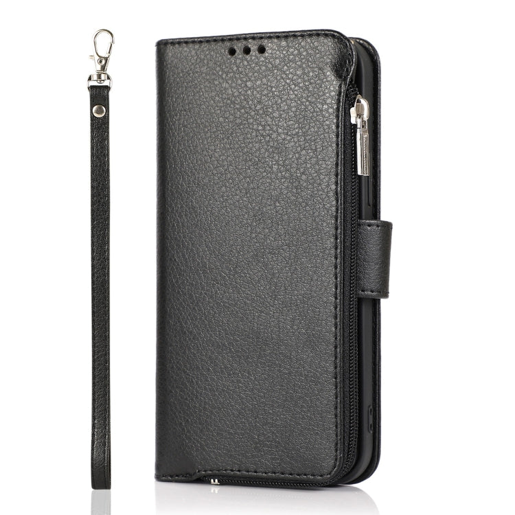 For iPhone 14 Plus Microfiber Zipper Leather Phone Case(Black) - iPhone 14 Plus Cases by buy2fix | Online Shopping UK | buy2fix