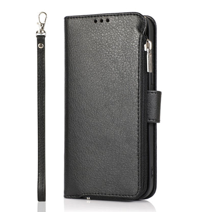 For iPhone 14 Plus Microfiber Zipper Leather Phone Case(Black) - iPhone 14 Plus Cases by buy2fix | Online Shopping UK | buy2fix