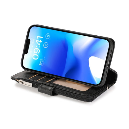 For iPhone 14 Plus Microfiber Zipper Leather Phone Case(Black) - iPhone 14 Plus Cases by buy2fix | Online Shopping UK | buy2fix