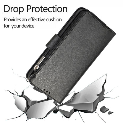 For iPhone 14 Plus Microfiber Zipper Leather Phone Case(Black) - iPhone 14 Plus Cases by buy2fix | Online Shopping UK | buy2fix