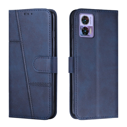 For Motorola Edge 30 Neo / Edge 30 Lite Stitching Calf Texture Buckle Leather Phone Case(Blue)