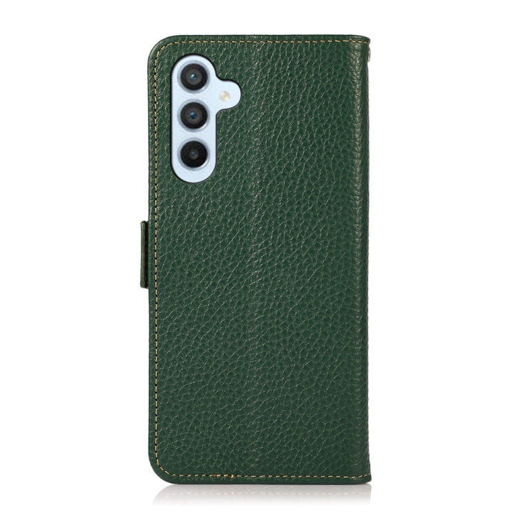 For Samsung Galaxy A54 5G KHAZNEH Side-Magnetic Litchi Genuine Leather RFID Phone Case(Green) - Galaxy Phone Cases by buy2fix | Online Shopping UK | buy2fix
