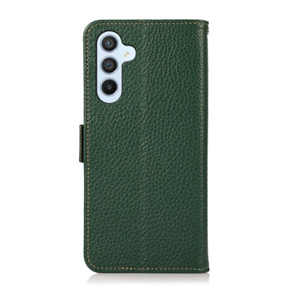 For Samsung Galaxy A54 5G KHAZNEH Side-Magnetic Litchi Genuine Leather RFID Phone Case(Green) - Galaxy Phone Cases by buy2fix | Online Shopping UK | buy2fix