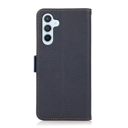 For Samsung Galaxy A54 5G KHAZNEH Side-Magnetic Litchi Genuine Leather RFID Phone Case(Blue) - Galaxy Phone Cases by buy2fix | Online Shopping UK | buy2fix