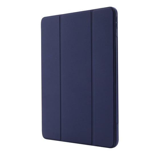 Skin Feel Pen Holder Tri-fold Tablet Leather Case For iPad Air 13 2025 / 2024 / iPad Pro 12.9 2022 / 2021 / 2020 / 2018(Dark Blue) by buy2fix