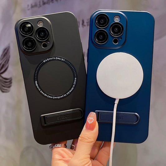 For iPhone 13 Pro Max PC Fuel Injection Magsafe Holder Phone Case(Sea ??Blue) by buy2fix