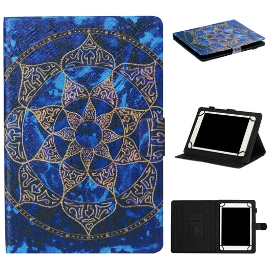 For 8 inch Tablet PC Universal Coloured Drawing Pattern Horizontal Flip Leather Case with Holder & Card Slot(Blue Mandala) - 8 inch by buy2fix | Online Shopping UK | buy2fix