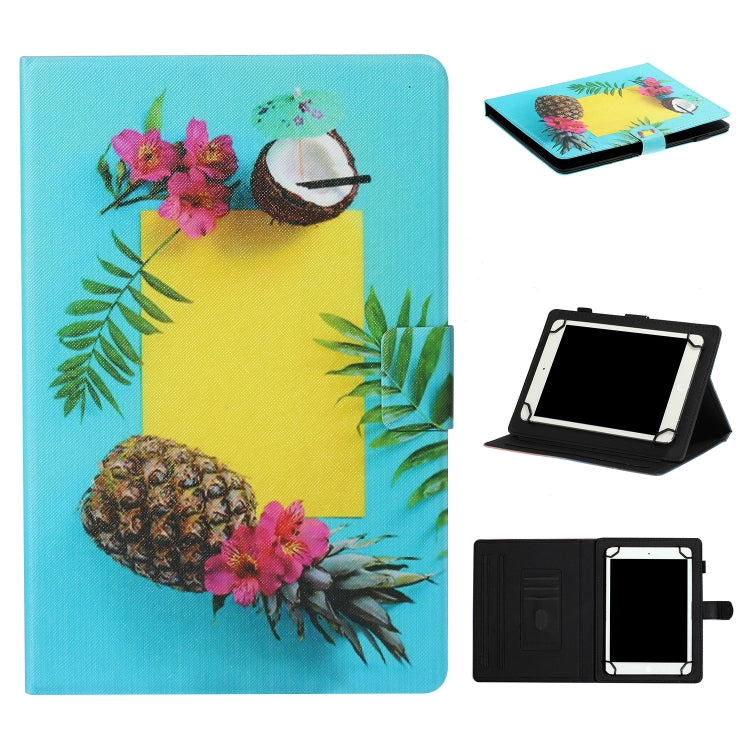 For 8 inch Tablet PC Universal Coloured Drawing Pattern Horizontal Flip Leather Case with Holder & Card Slot(Pineapple) - 8 inch by buy2fix | Online Shopping UK | buy2fix