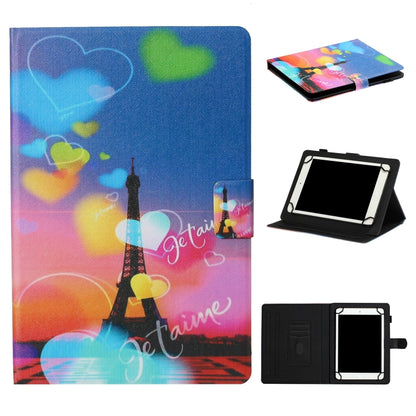For 10 inch Tablet PC Universal Coloured Drawing Pattern Horizontal Flip Leather Case with Holder & Card Slot(Romantic Tower) - 10 - 11 inch by buy2fix | Online Shopping UK | buy2fix