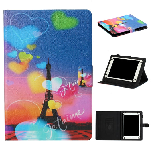 For 10 inch Tablet PC Universal Coloured Drawing Pattern Horizontal Flip Leather Case with Holder & Card Slot(Romantic Tower) - 10 - 11 inch by buy2fix | Online Shopping UK | buy2fix