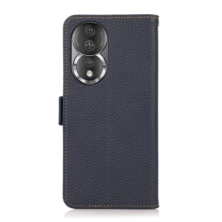 For Honor 80 Pro KHAZNEH Side-Magnetic Litchi Genuine Leather RFID Phone Case(Blue) - Honor Cases by buy2fix | Online Shopping UK | buy2fix