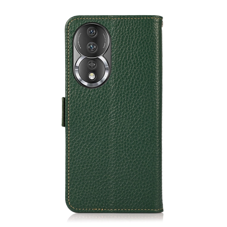 For Honor 80 Pro KHAZNEH Side-Magnetic Litchi Genuine Leather RFID Phone Case(Green) - Honor Cases by buy2fix | Online Shopping UK | buy2fix