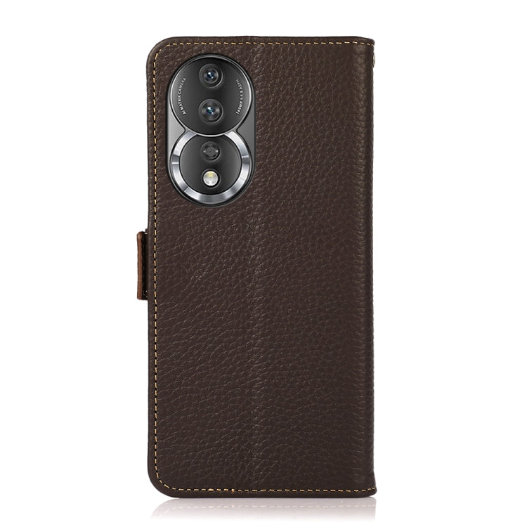 For Honor 80 Pro KHAZNEH Side-Magnetic Litchi Genuine Leather RFID Phone Case(Brown) - Honor Cases by buy2fix | Online Shopping UK | buy2fix