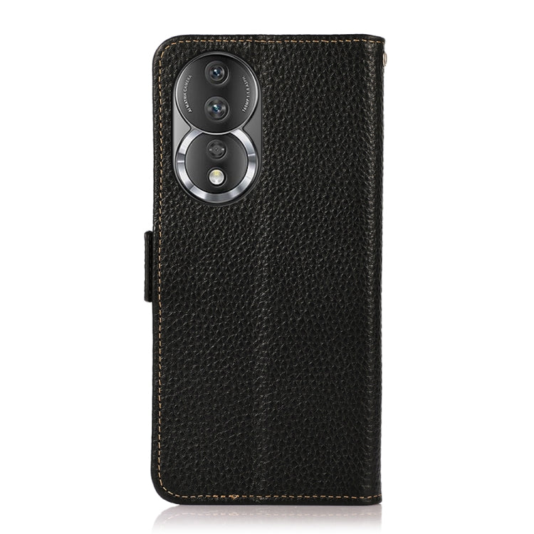 For Honor 80 KHAZNEH Side-Magnetic Litchi Genuine Leather RFID Phone Case(Black) - Honor Cases by buy2fix | Online Shopping UK | buy2fix