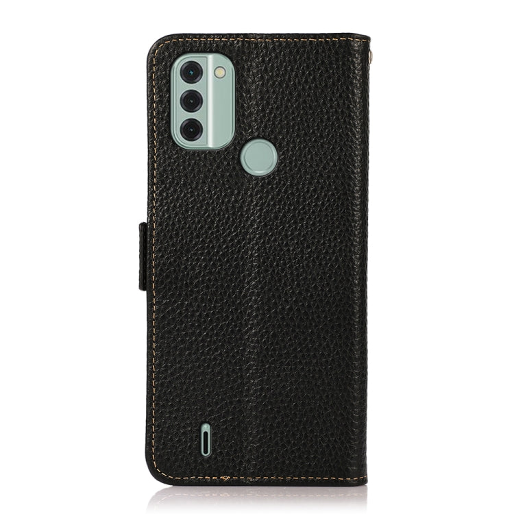 For Nokia C31 KHAZNEH Side-Magnetic Litchi Genuine Leather RFID Phone Case(Black) - Nokia Cases by buy2fix | Online Shopping UK | buy2fix