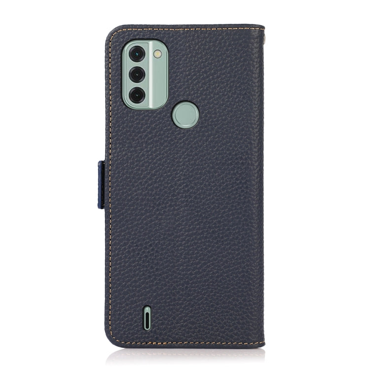 For Nokia C31 KHAZNEH Side-Magnetic Litchi Genuine Leather RFID Phone Case(Blue) - Nokia Cases by buy2fix | Online Shopping UK | buy2fix