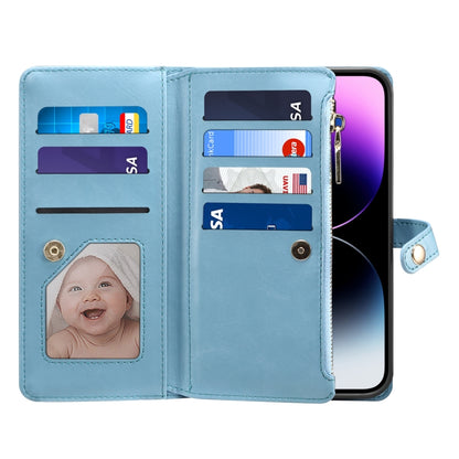 For iPhone 14 Pro ESEBLE Star Series Lanyard Zipper Wallet RFID Leather Case(Blue) - iPhone 14 Pro Cases by ESEBLE | Online Shopping UK | buy2fix