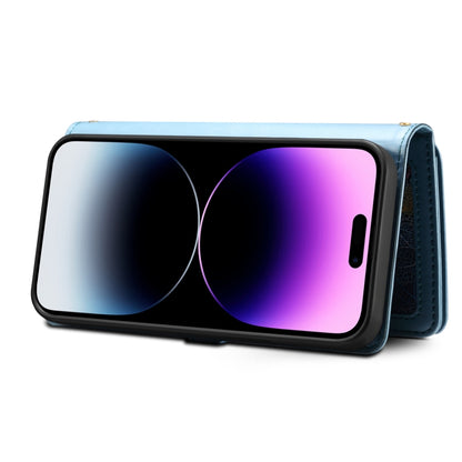 For iPhone 14 Pro ESEBLE Star Series Lanyard Zipper Wallet RFID Leather Case(Blue) - iPhone 14 Pro Cases by ESEBLE | Online Shopping UK | buy2fix