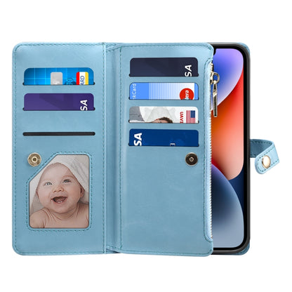 For iPhone 12 ESEBLE Star Series Lanyard Zipper Wallet RFID Leather Case(Blue) - iPhone 12 / 12 Pro Cases by ESEBLE | Online Shopping UK | buy2fix