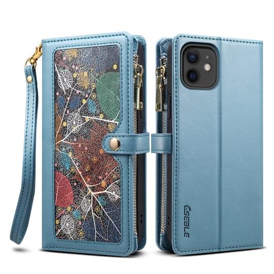 For iPhone 11 ESEBLE Star Series Lanyard Zipper Wallet RFID Leather Case(Blue) - iPhone 11 Cases by ESEBLE | Online Shopping UK | buy2fix