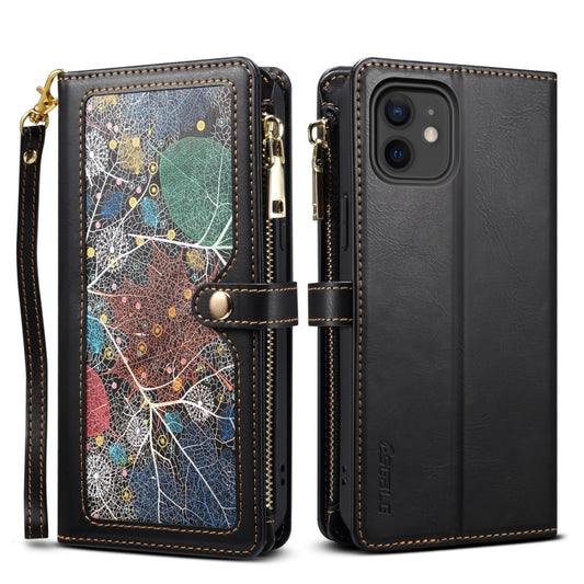 For iPhone 11 ESEBLE Star Series Lanyard Zipper Wallet RFID Leather Case(Black) - iPhone 11 Cases by ESEBLE | Online Shopping UK | buy2fix
