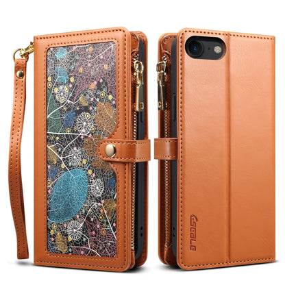 For iPhone SE 2022 / SE 2020 / 8 / 7 ESEBLE Star Series Lanyard Zipper Wallet RFID Leather Case(Brown) - iPhone SE 2022 / 2020 / 8 / 7 Cases by ESEBLE | Online Shopping UK | buy2fix