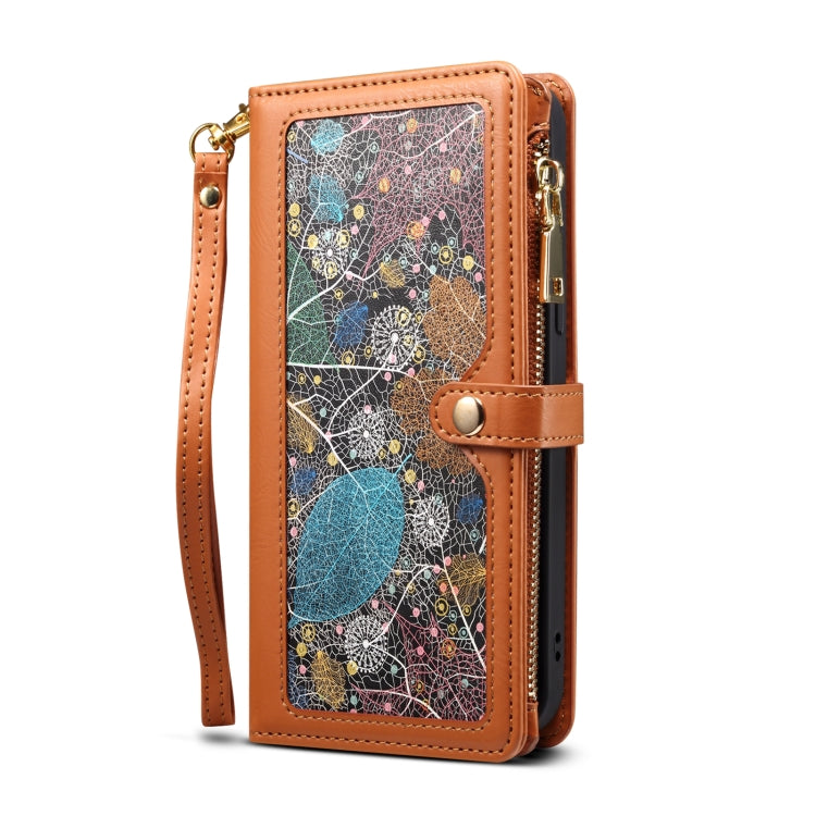 For iPhone SE 2022 / SE 2020 / 8 / 7 ESEBLE Star Series Lanyard Zipper Wallet RFID Leather Case(Brown) - iPhone SE 2022 / 2020 / 8 / 7 Cases by ESEBLE | Online Shopping UK | buy2fix