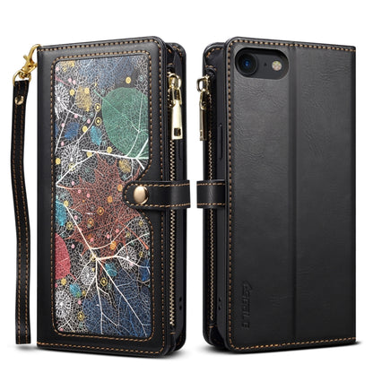 For iPhone SE 2022 / SE 2020 / 8 / 7 ESEBLE Star Series Lanyard Zipper Wallet RFID Leather Case(Black) - iPhone SE 2022 / 2020 / 8 / 7 Cases by ESEBLE | Online Shopping UK | buy2fix