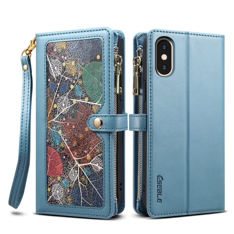 For iPhone XS Max ESEBLE Star Series Lanyard Zipper Wallet RFID Leather Case(Blue) - More iPhone Cases by ESEBLE | Online Shopping UK | buy2fix