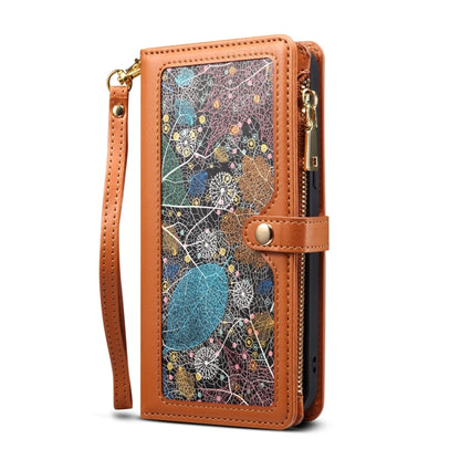 For iPhone XS / X ESEBLE Star Series Lanyard Zipper Wallet RFID Leather Case(Brown) - More iPhone Cases by ESEBLE | Online Shopping UK | buy2fix