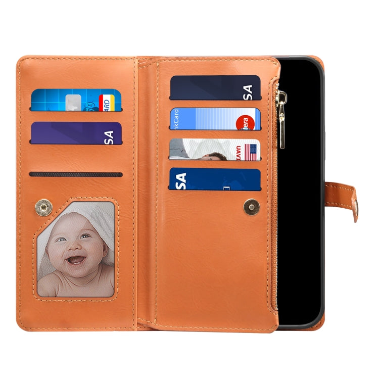 For iPhone XS / X ESEBLE Star Series Lanyard Zipper Wallet RFID Leather Case(Brown) - More iPhone Cases by ESEBLE | Online Shopping UK | buy2fix