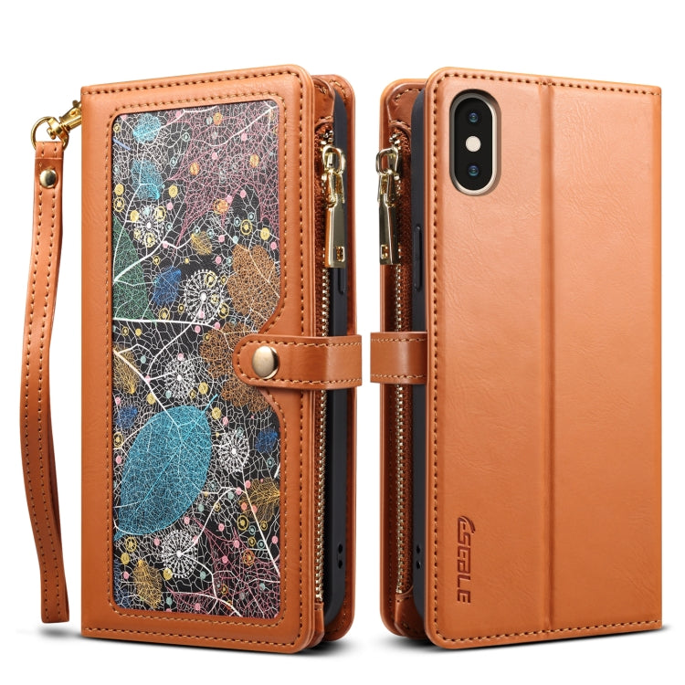 For iPhone XR ESEBLE Star Series Lanyard Zipper Wallet RFID Leather Case(Brown) - More iPhone Cases by ESEBLE | Online Shopping UK | buy2fix