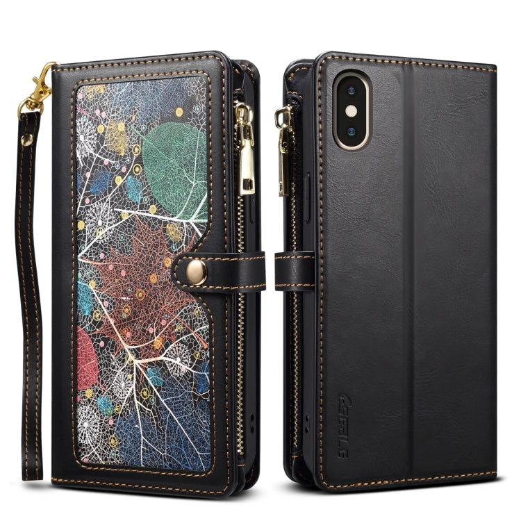 For iPhone XR ESEBLE Star Series Lanyard Zipper Wallet RFID Leather Case(Black) - More iPhone Cases by ESEBLE | Online Shopping UK | buy2fix