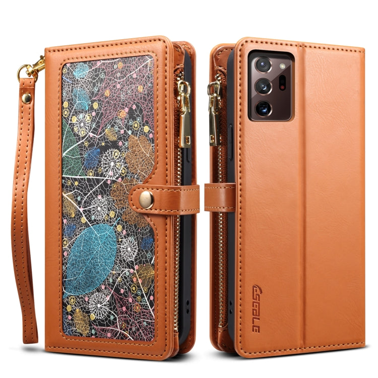 For Samsung Galaxy Note20 Ultra ESEBLE Star Series Lanyard Zipper Wallet RFID Leather Case(Brown) - Galaxy Note20 Ultra Cases by ESEBLE | Online Shopping UK | buy2fix