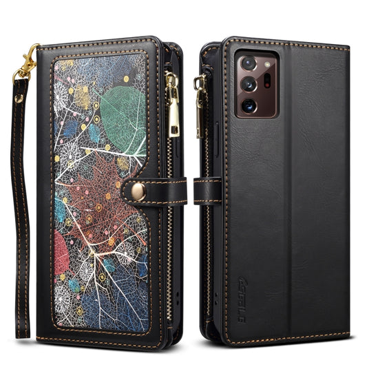 For Samsung Galaxy Note20 Ultra ESEBLE Star Series Lanyard Zipper Wallet RFID Leather Case(Black) - Galaxy Note20 Ultra Cases by ESEBLE | Online Shopping UK | buy2fix