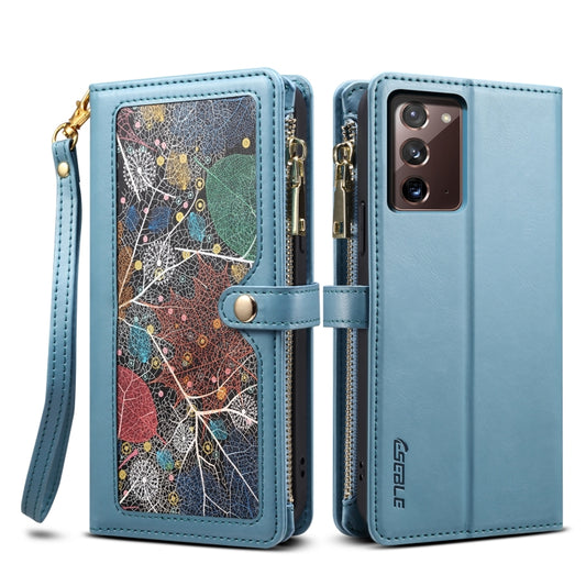 For Samsung Galaxy Note20 ESEBLE Star Series Lanyard Zipper Wallet RFID Leather Case(Blue) - Galaxy Note20 Cases by ESEBLE | Online Shopping UK | buy2fix