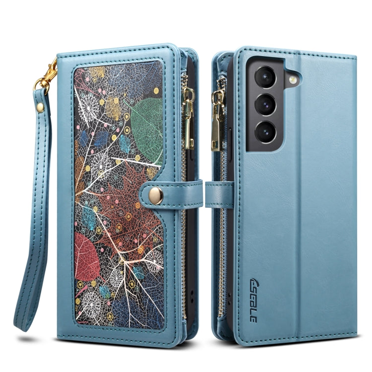 For Samsung Galaxy S21 FE 5G ESEBLE Star Series Lanyard Zipper Wallet RFID Leather Case(Blue) - Galaxy Phone Cases by ESEBLE | Online Shopping UK | buy2fix