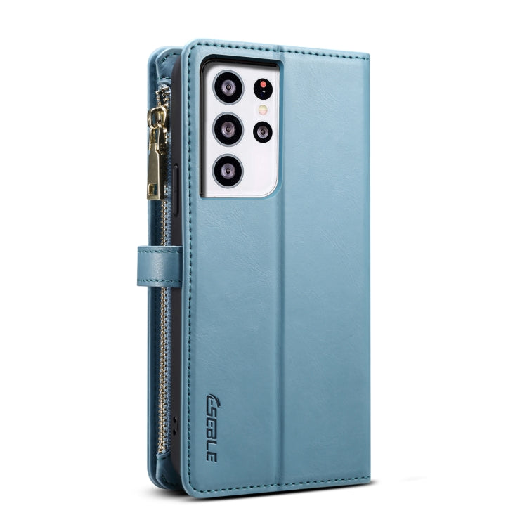 For Samsung Galaxy S21 Ultra 5G ESEBLE Star Series Lanyard Zipper Wallet RFID Leather Case(Blue) - Galaxy S21 Ultra 5G Cases by ESEBLE | Online Shopping UK | buy2fix