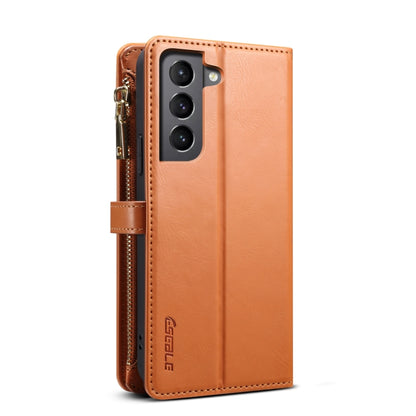 For Samsung Galaxy S21 5G ESEBLE Star Series Lanyard Zipper Wallet RFID Leather Case(Brown) - Galaxy S21 5G Cases by ESEBLE | Online Shopping UK | buy2fix
