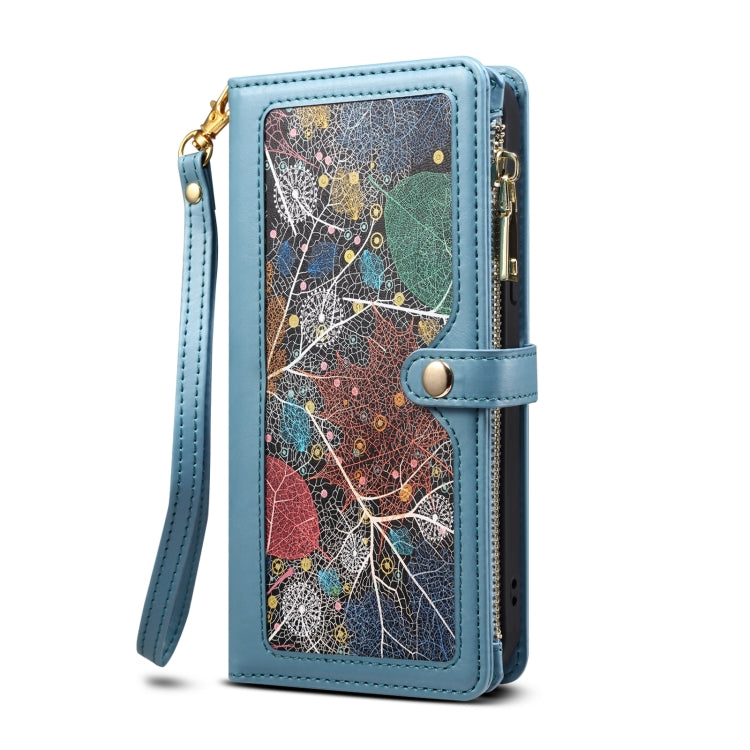 For Samsung Galaxy S21 5G ESEBLE Star Series Lanyard Zipper Wallet RFID Leather Case(Blue) - Galaxy S21 5G Cases by ESEBLE | Online Shopping UK | buy2fix