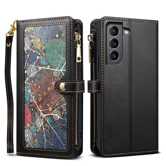 For Samsung Galaxy S21 5G ESEBLE Star Series Lanyard Zipper Wallet RFID Leather Case(Black) - Galaxy S21 5G Cases by ESEBLE | Online Shopping UK | buy2fix