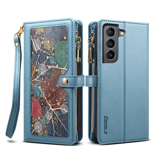For Samsung Galaxy S21+ 5G ESEBLE Star Series Lanyard Zipper Wallet RFID Leather Case(Blue)